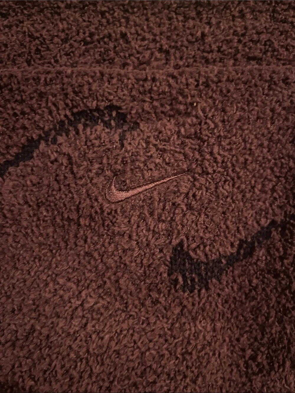 Nike Deep Brown Sherpa Crop Workout Pullover Top